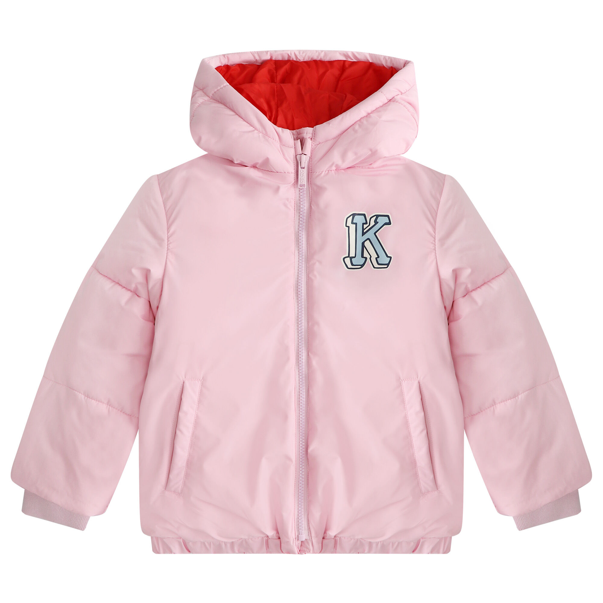 KENZO KIDS Girls Pink Varsity Tiger Logo Puffer Jacket Junior Couture UK